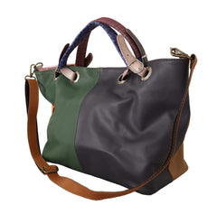 EBARRITO Multicolor Genuine Leather Shoulder Strap Tote Handbag