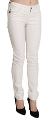 Cavalli White Cotton Low Waist Skinny Denim Pants Jeans