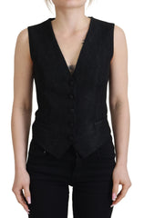 Dolce & Gabbana Elegant Black Silk Blend Waistcoat Vest