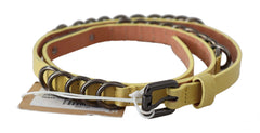 John Galliano Yellow Leather Luxury Slim Buckle Fancy Belt