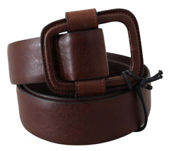 Ermanno Scervino Brown Genuine Leather Solid Design Logo Buckle Belt