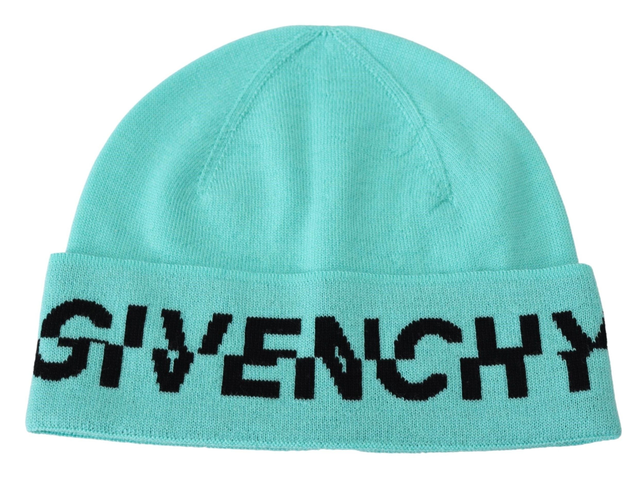Givenchy Green Wool Beanie Unisex Logo Hat