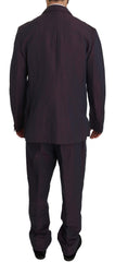 Romeo Gigli Purple Solid Two Piece 3 Button Linen Suit