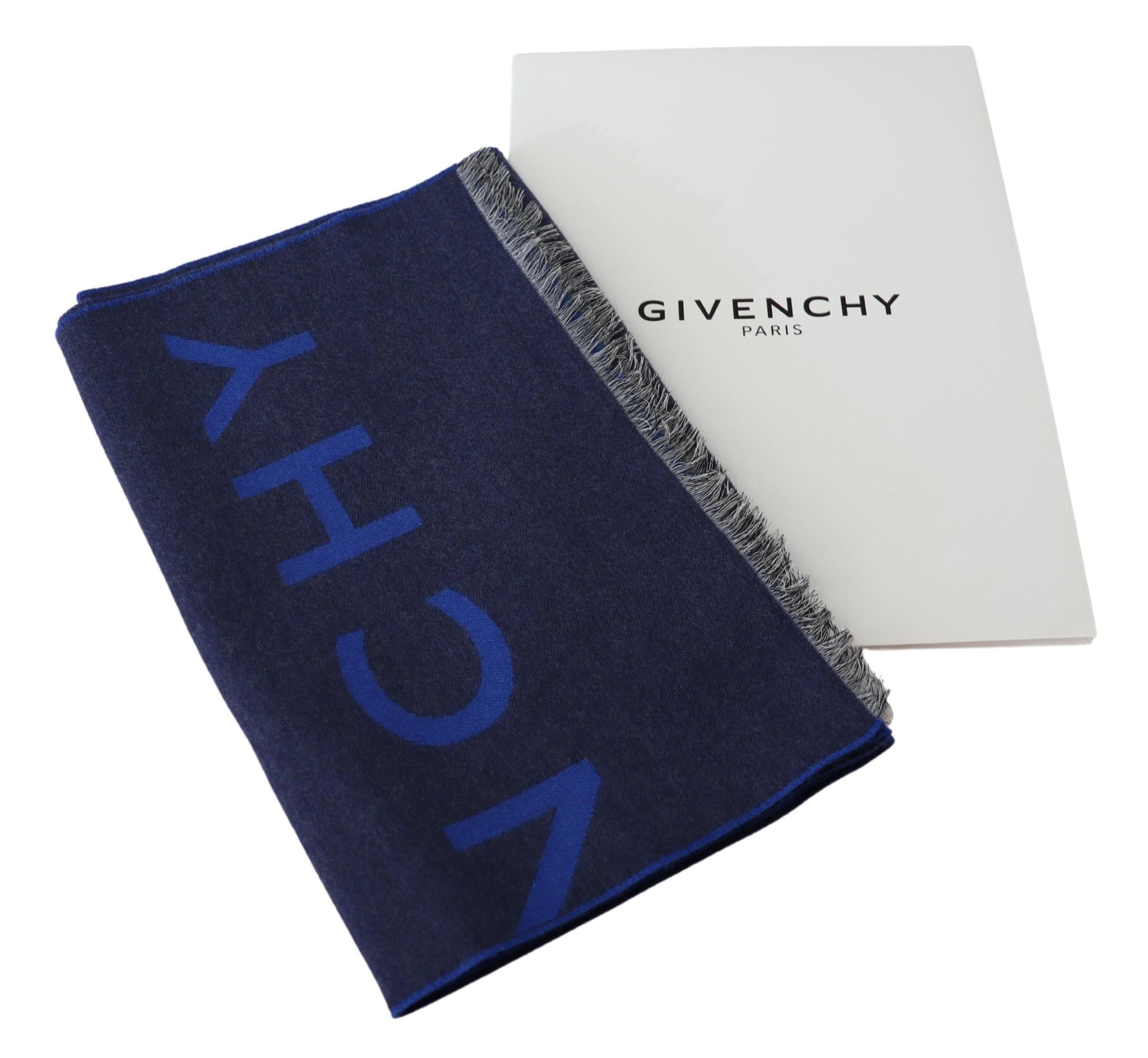 Givenchy Blue Wool Unisex Winter Warm  Scarf Wrap Shawl
