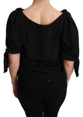 Dolce & Gabbana Black Short Sleeve Casual Blouse Silk Top