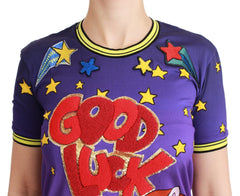 Dolce & Gabbana Purple YEAR OF THE PIG Top Cotton T-shirt