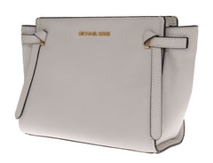 Michael Kors White CASSIE Leather Shoulder Bag