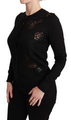 Dolce & Gabbana Black Cashmere Lace Cardigan Sweater