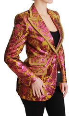 Dolce & Gabbana Pink Gold Jacquard Blazer Jacket