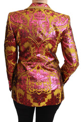 Dolce & Gabbana Pink Gold Jacquard Blazer Jacket