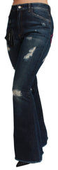 Dolce & Gabbana Blue Denim Cotton Stretch Flared Jeans