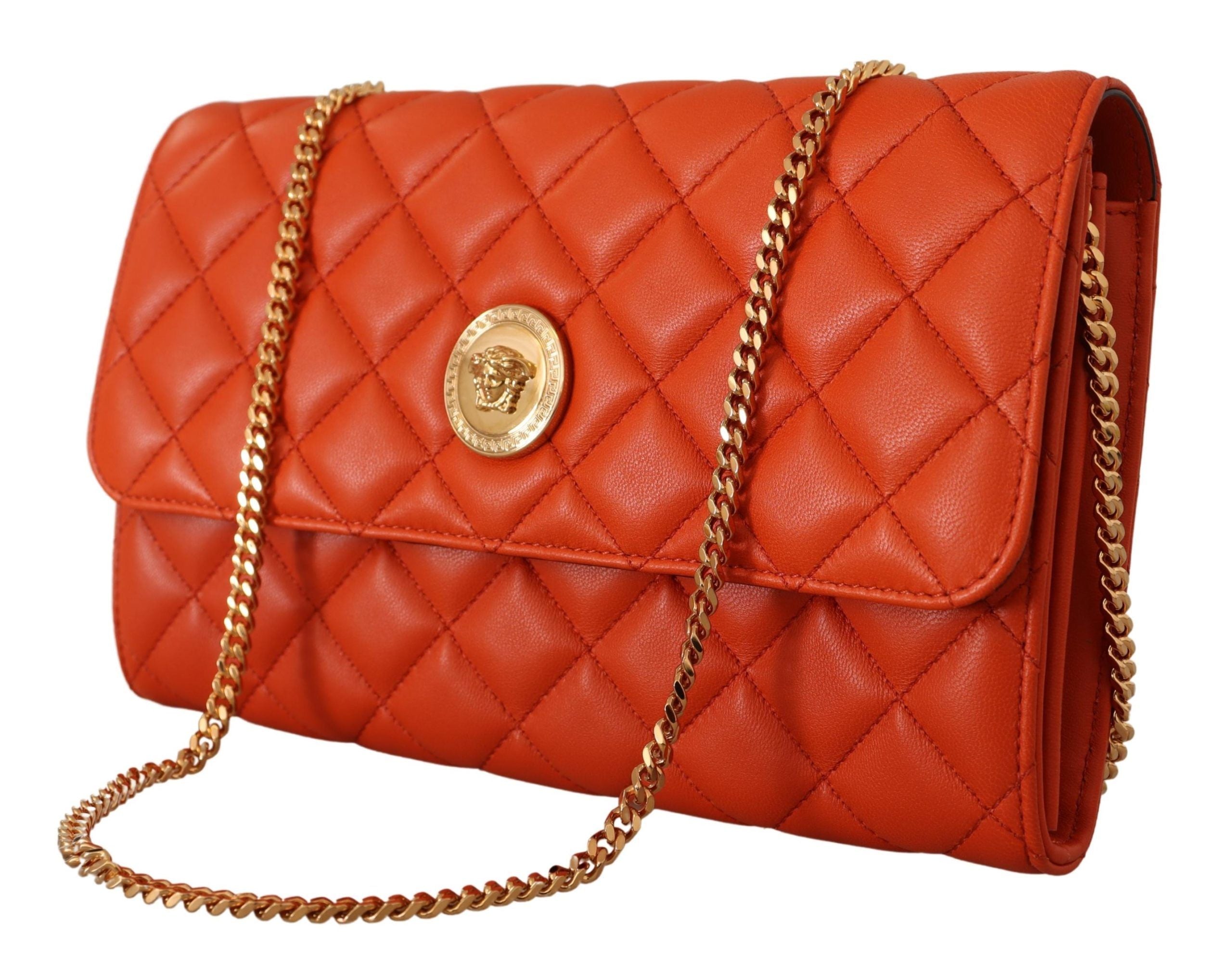 Versace Red Nappa Leather Medusa Evening Bag
