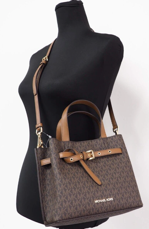Michael Kors Emilia Small Leather Convertible Satchel Crossbody Handbag Purse