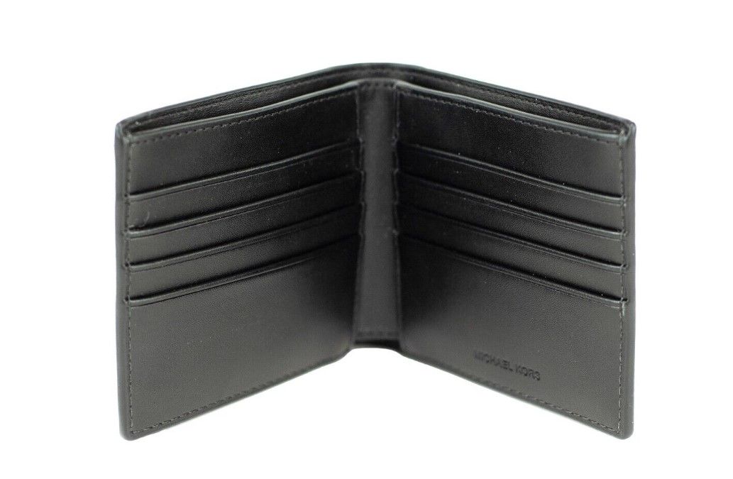 Michael Kors Cooper Black Flame Signature Leather Graphic Logo Billfold Wallet