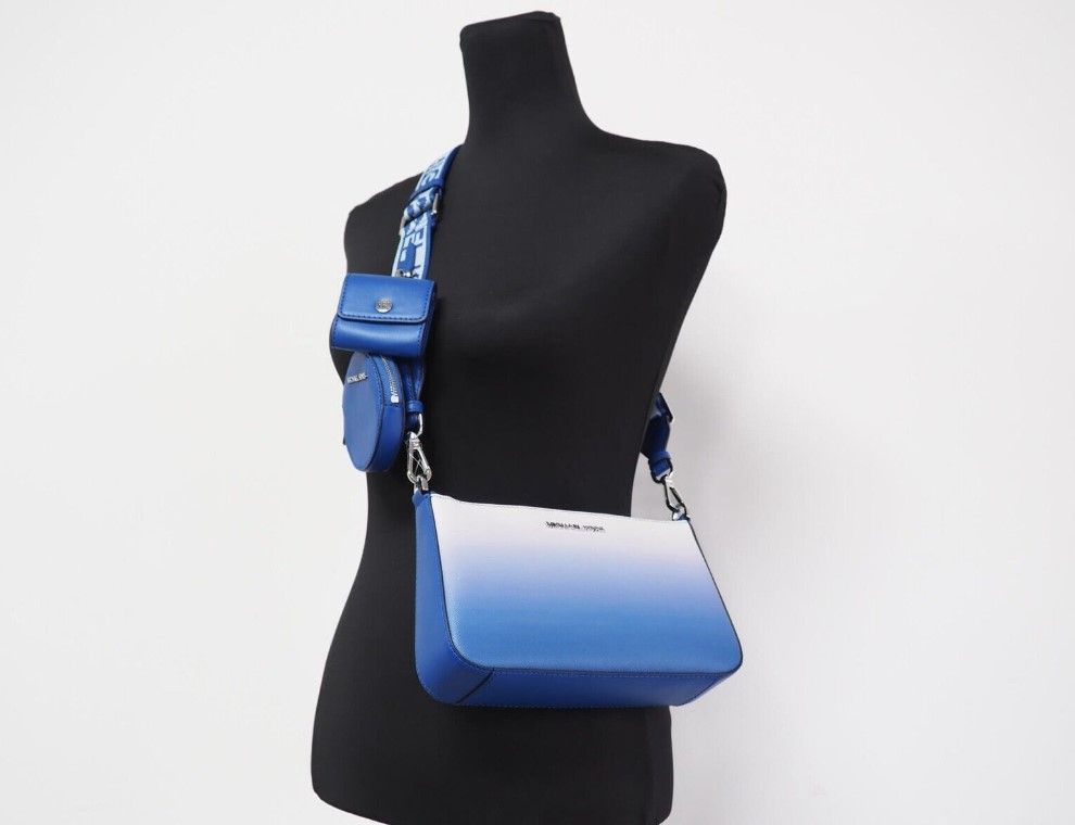Michael Kors Jet Set Electric Blue Gradient Crossbody Tech Attachment Bag Purse