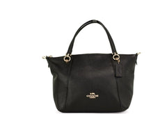 COACH Kacey Black Pebbled Leather Top Zip Satchel Crossbody Handbag