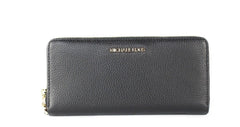 Michael Kors Jet Set Travel Large Black Pebble Leather Continental Wrist Wallet