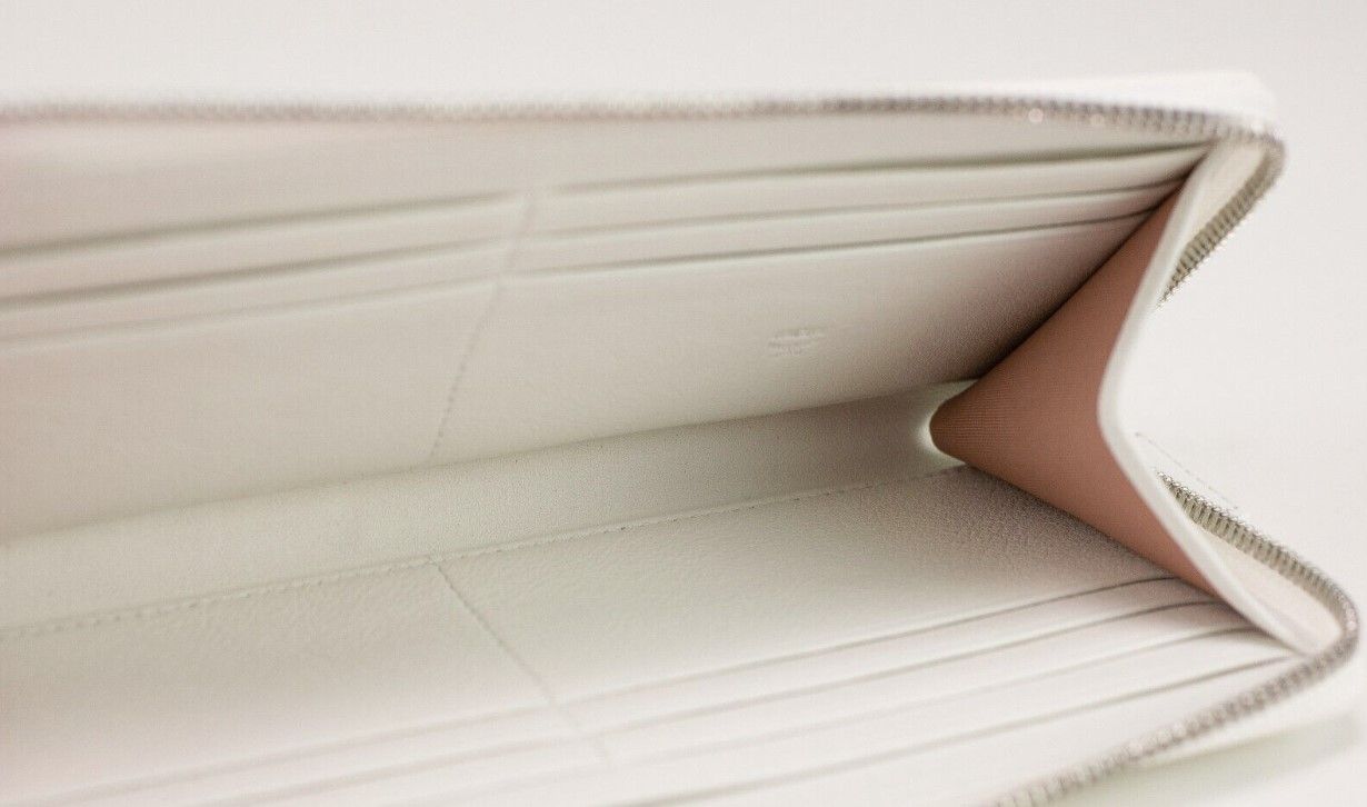 MCM Portuna Large White Visetos Leather Multifunction Zip Around Clutch Wallet