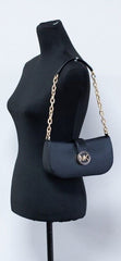 Michael Kors Carmen Small Black Saffiano Leather Pouchette Handbag Purse Bag
