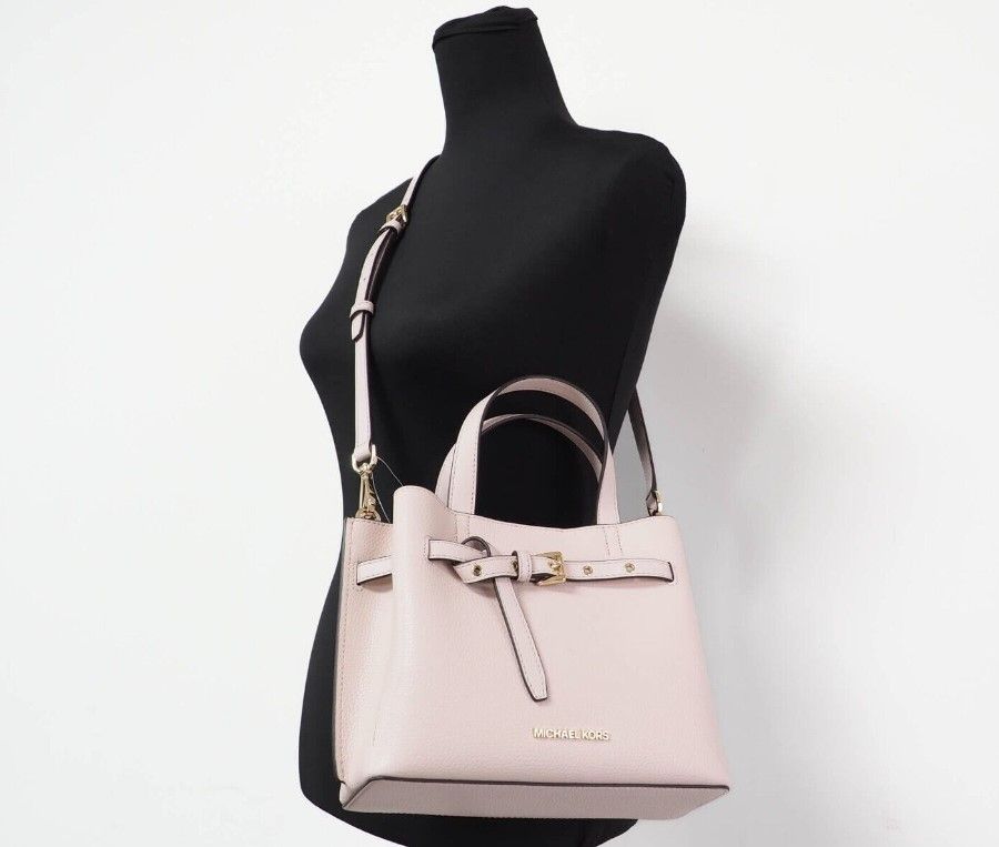 Michael Kors Emilia Small Powder Blush Pebbled Leather Satchel Crossbody Handbag