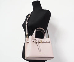 Michael Kors Emilia Small Powder Blush Pebbled Leather Satchel Crossbody Handbag