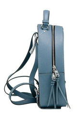 COACH Jordyn Varsity Stripe Indigo Crossgrain Leather Backpack Bookbag
