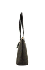 COACH Brown Black Signature Canvas Medium Shoulder Tote Handbag Purse
