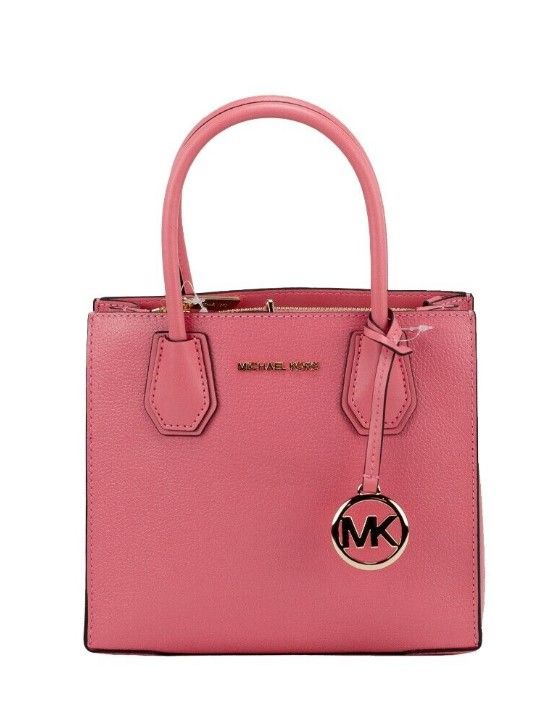 Michael Kors Mercer Medium Grapefruit Leather Messenger Crossbody Handbag Purse