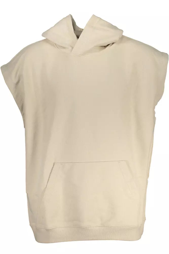 Calvin Klein Beige Hooded Sleeveless Cotton Sweatshirt