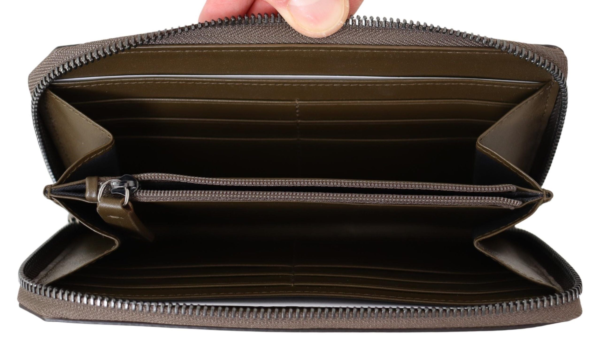 Jimmy Choo Olive & Black Nappa Leather Carnaby Long Wallet