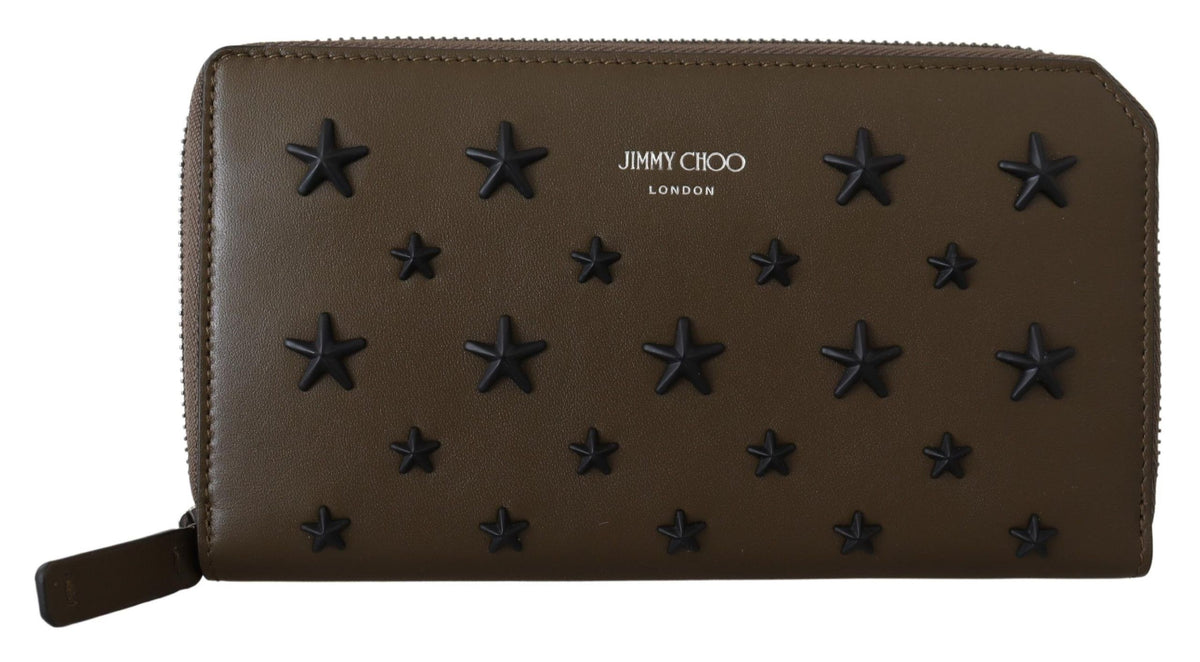 Jimmy Choo Olive & Black Nappa Leather Carnaby Long Wallet
