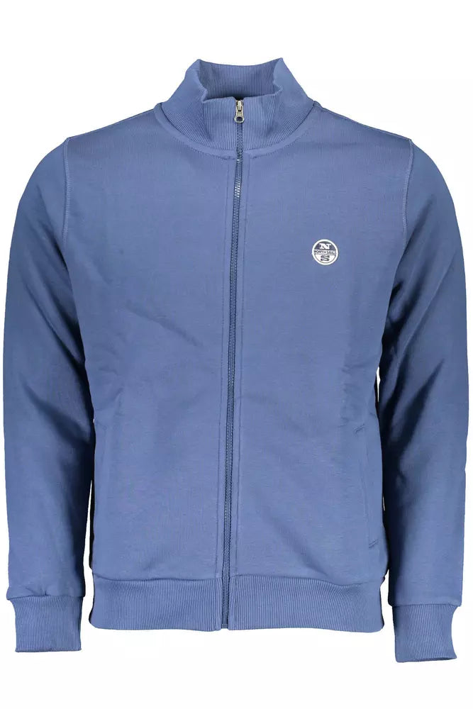 North Sails Blue Zippered Sweatshirt with Logo Design