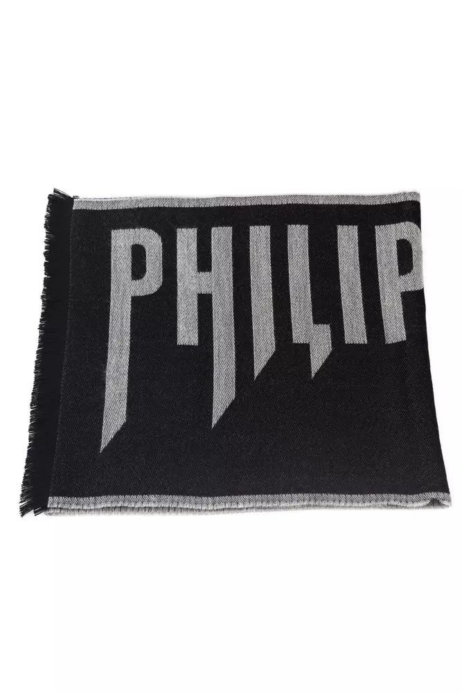 Philipp Plein Gray Wool Scarf