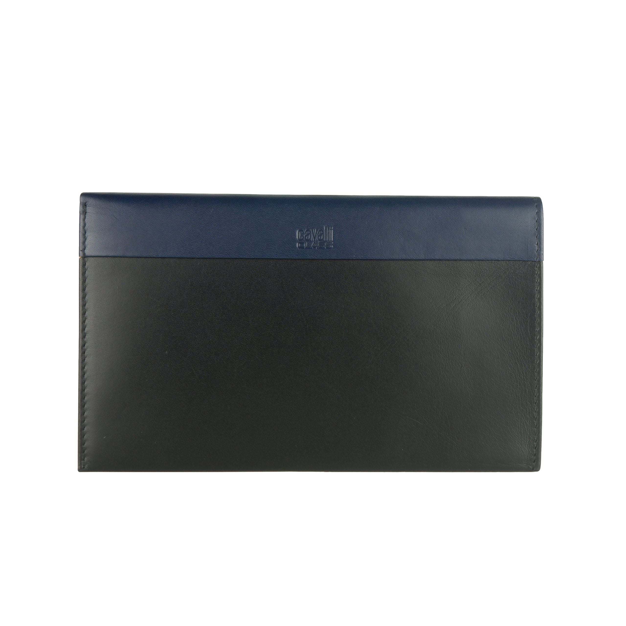 Cavalli Class Blue Leather Di Calfskin Wallet