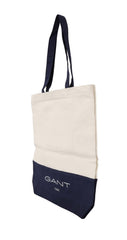 Gant Blue White Canvas Logo Shoulder Shopping Tote Bag