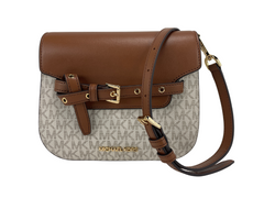 Michael Kors Emilia Small Vanilla Signature PVC Saddle Crossbody Handbag Purse
