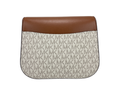 Michael Kors Emilia Small Vanilla Signature PVC Saddle Crossbody Handbag Purse