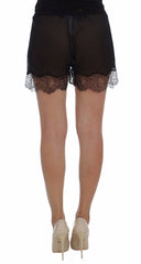 Dolce & Gabbana Elegant Black Floral Lace Silk Shorts