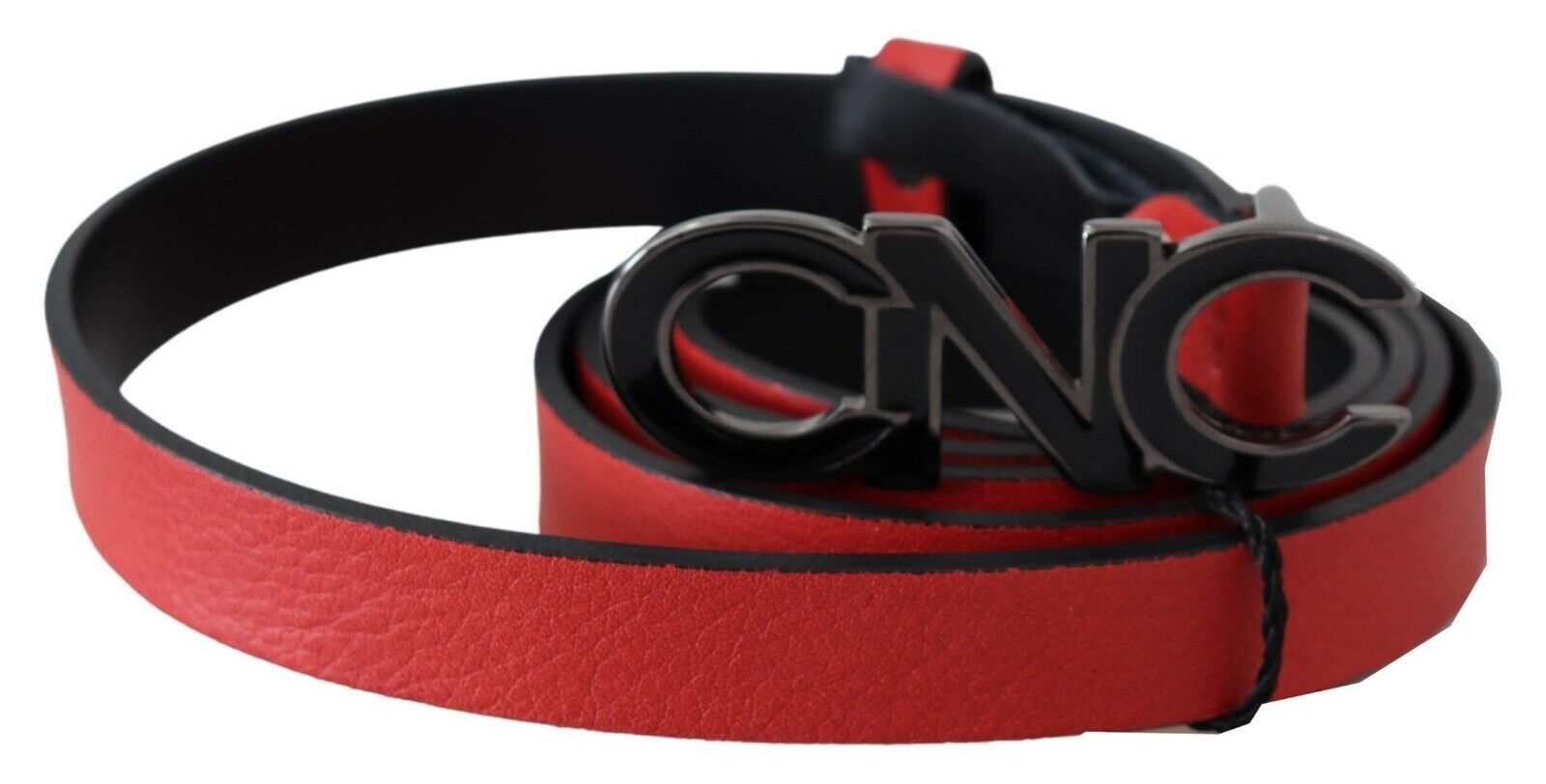 Costume National Red Reversible Leather Logo Belt
