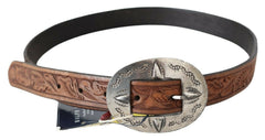 Ralph Lauren Brown Leather Vintage Western Buckle Waist Belt