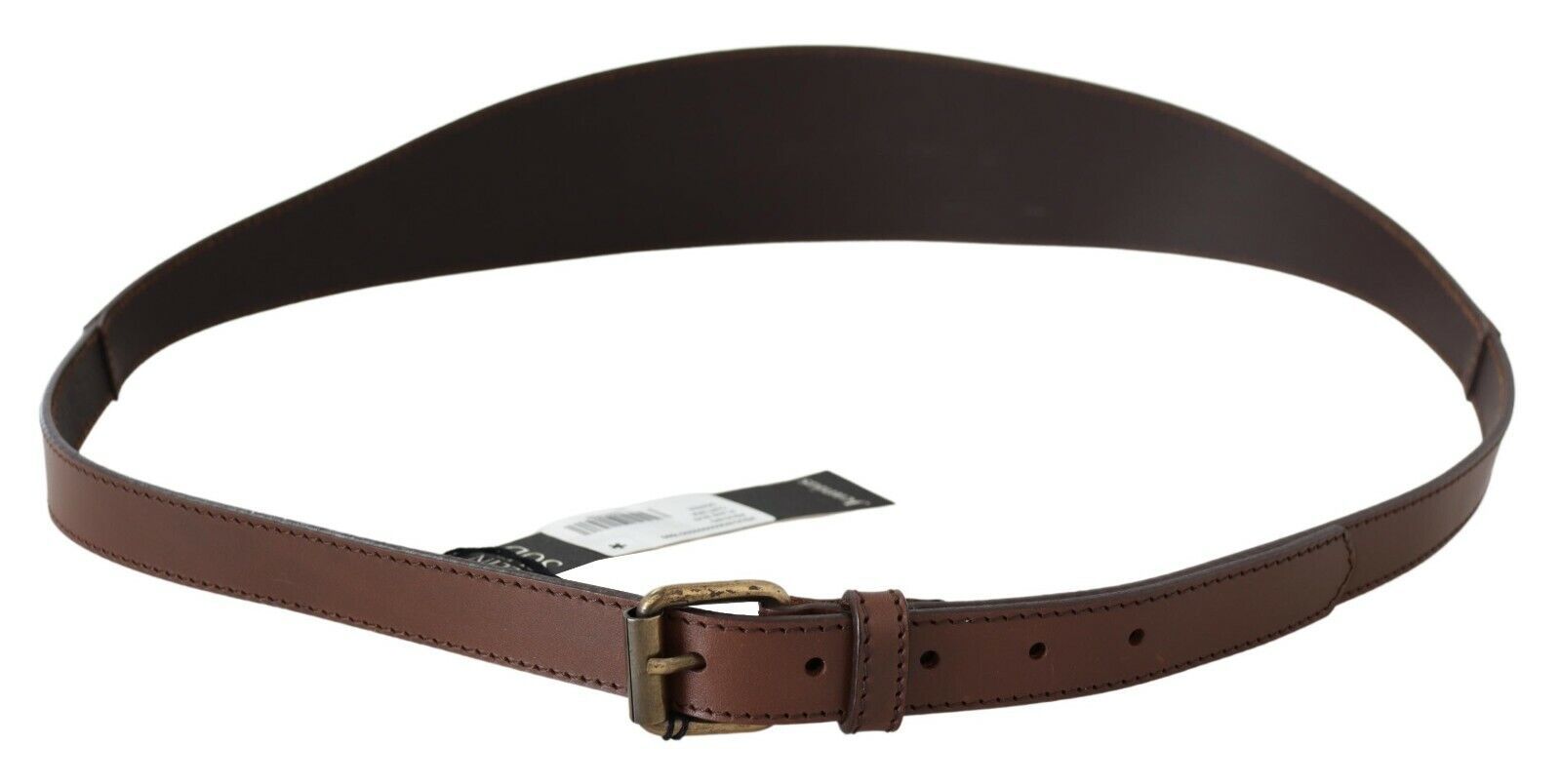 PLEIN SUD Brown Genuine Leather Rustic Metal Buckle Belt