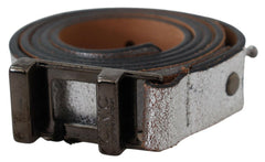 Costume National Brown Metallic Silver Leather Belt