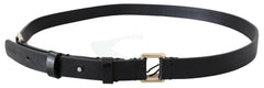 GF Ferre Black Solid Genuine Leather Waist Fashion Belt