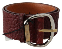 GF Ferre Bordeaux Wide Leather Waist Gold Silver Belt