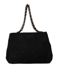 Ermanno Scervino Black Suede Leather Shoulder Strap Crossbody Bag