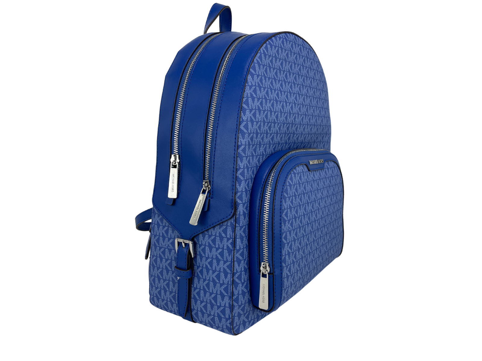 Michael Kors Jaycee Electric Blue Large Zip Pocket Backpack Bookbag Bag