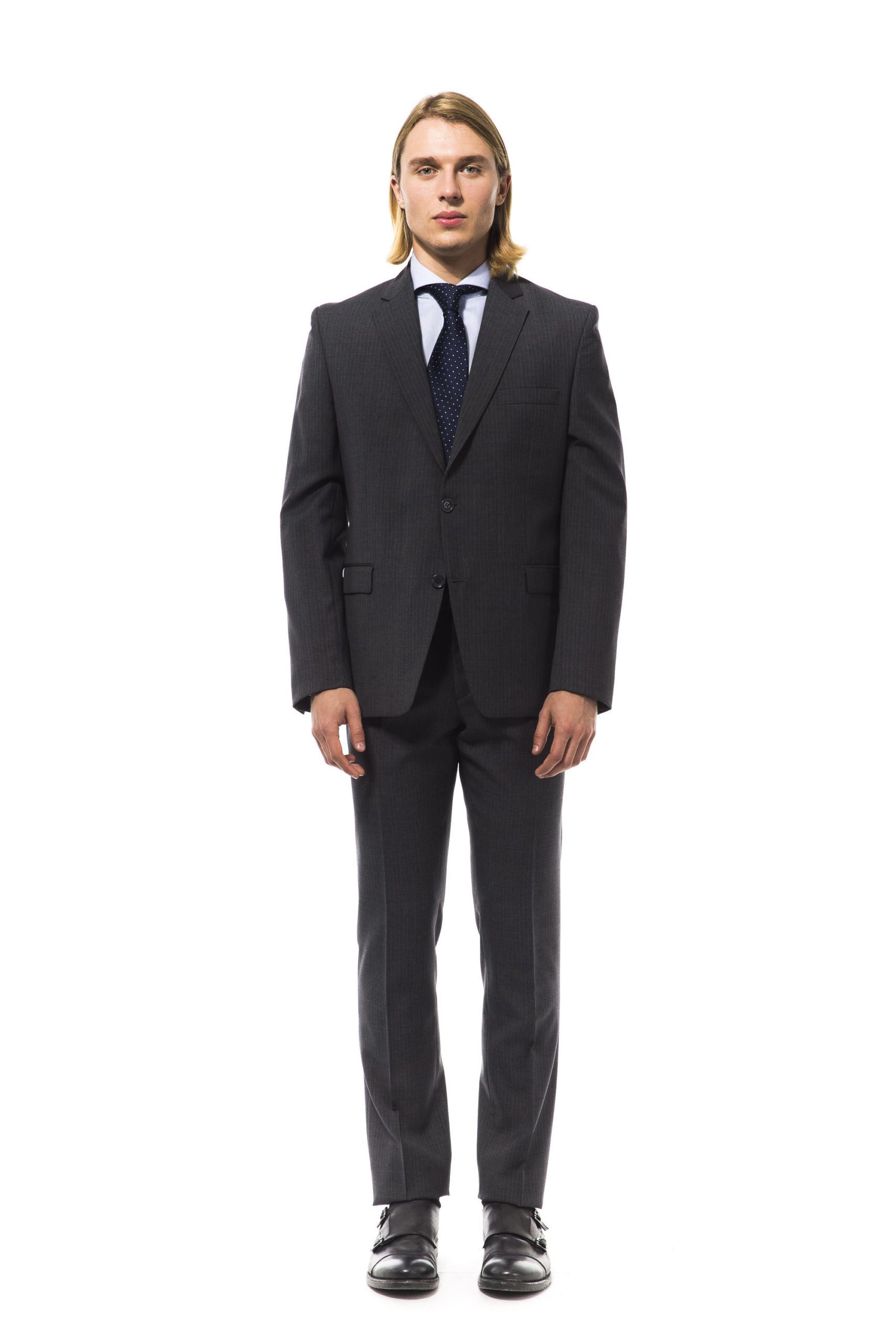 Uominitaliani Gray Merino Wool Suit