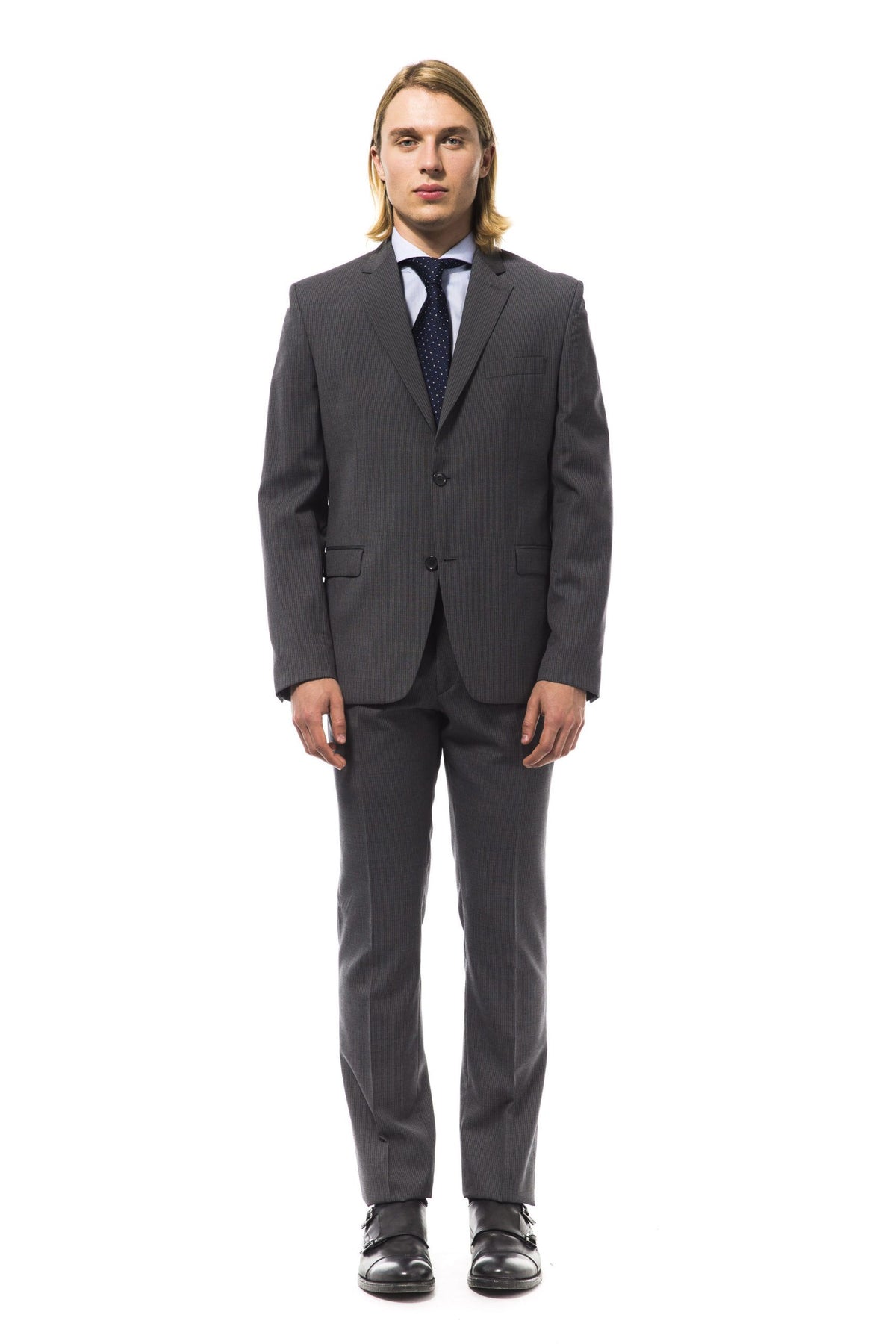 Uominitaliani Gray Merino Wool Suit