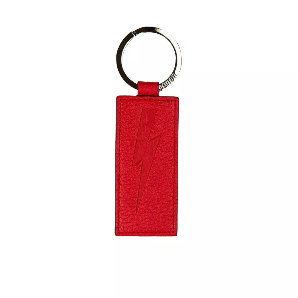 Neil Barrett Sleek Red Leather Keychain for Men