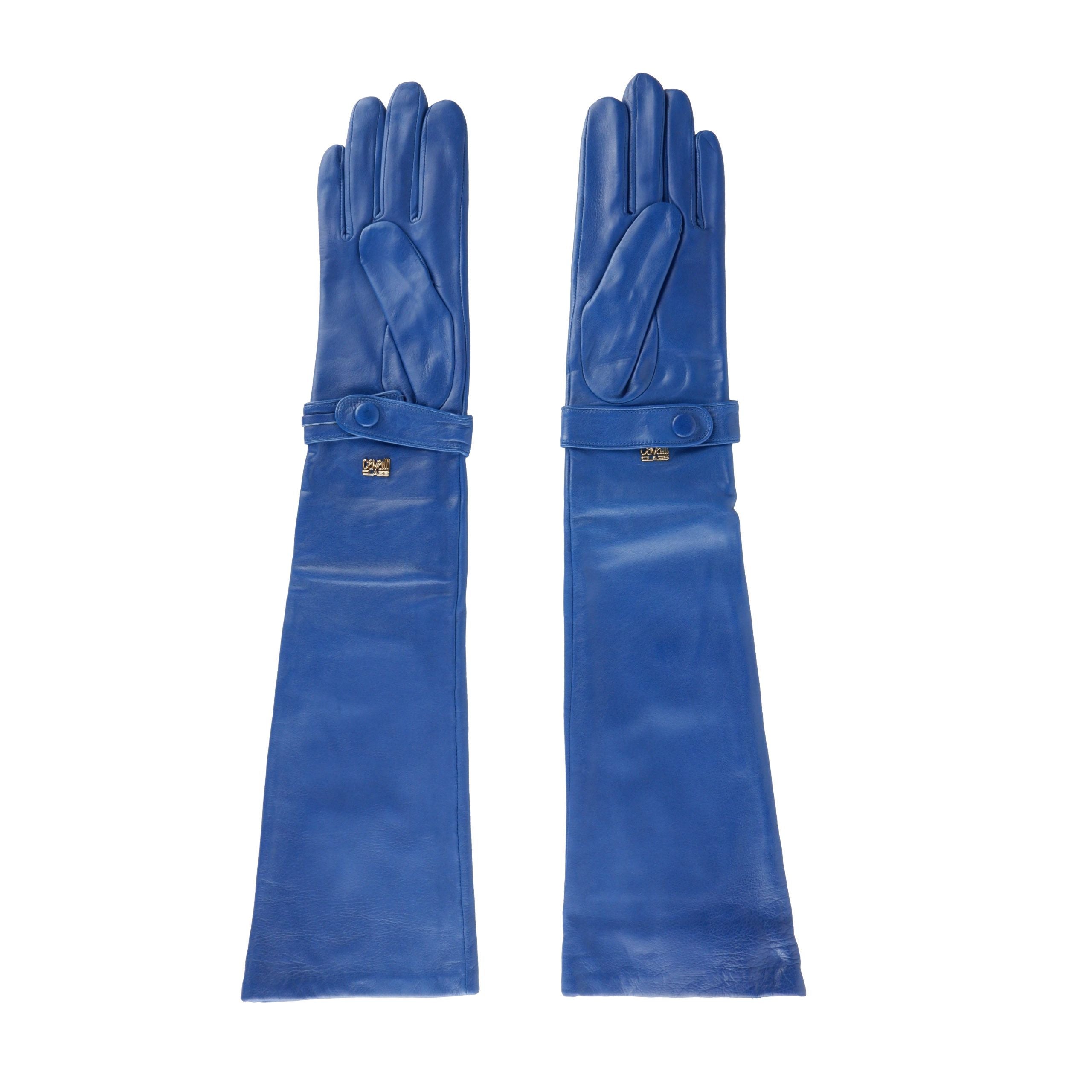 Cavalli Class Blue Leather Di Lambskin Glove